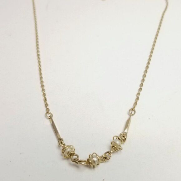 Vintage Avon Gold Tone Chain Necklace with Faux Pearl Center, Perfect for Layer - Picture 1 of 5